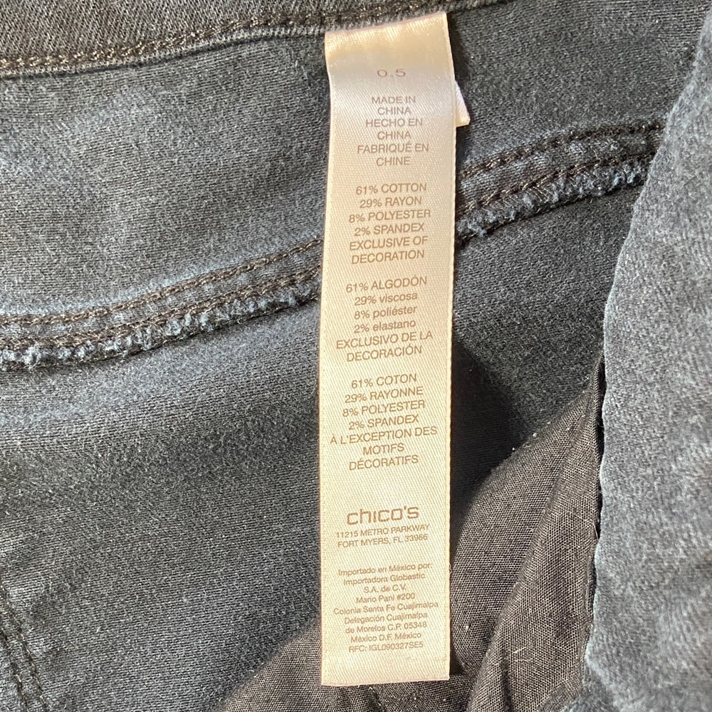 Chico's Sz 0.5 Platinum Jegging Faded Black Skinny Jeans Stretch Jeggings Sz 6 - Picture 3 of 11